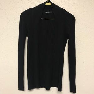 Black ribbed open cardigan